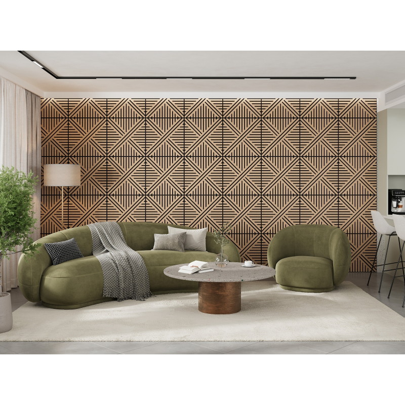Mexen Linea 05 akustický stěnový panel 60 x 60 cm (4 ks), plsť 9 mm, technická dýha, Bělený Dub - S110-60607-05-040