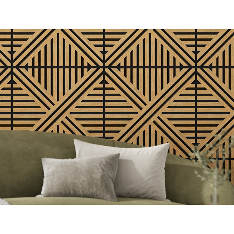 Mexen Linea 05 akustický stěnový panel 60 x 60 cm (4ks), plsť 9 mm, technická dýha, Dub Classic - S110-60607-05-041
