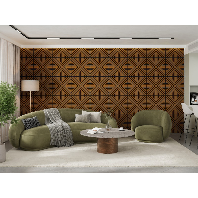 Mexen Linea 05 akustický nástěnný panel 60 x 60 cm (4 ks), plsť 9 mm, technická dýha, Přírodní Dub - S110-60607-05-042