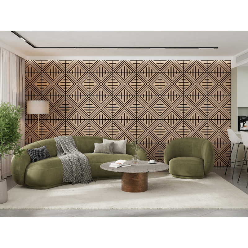 Mexen Linea 06 akustický nástěnný panel 60 x 60 cm (4ks), plsť 9 mm, technická dýha, bělený dub - S110-60607-06-040