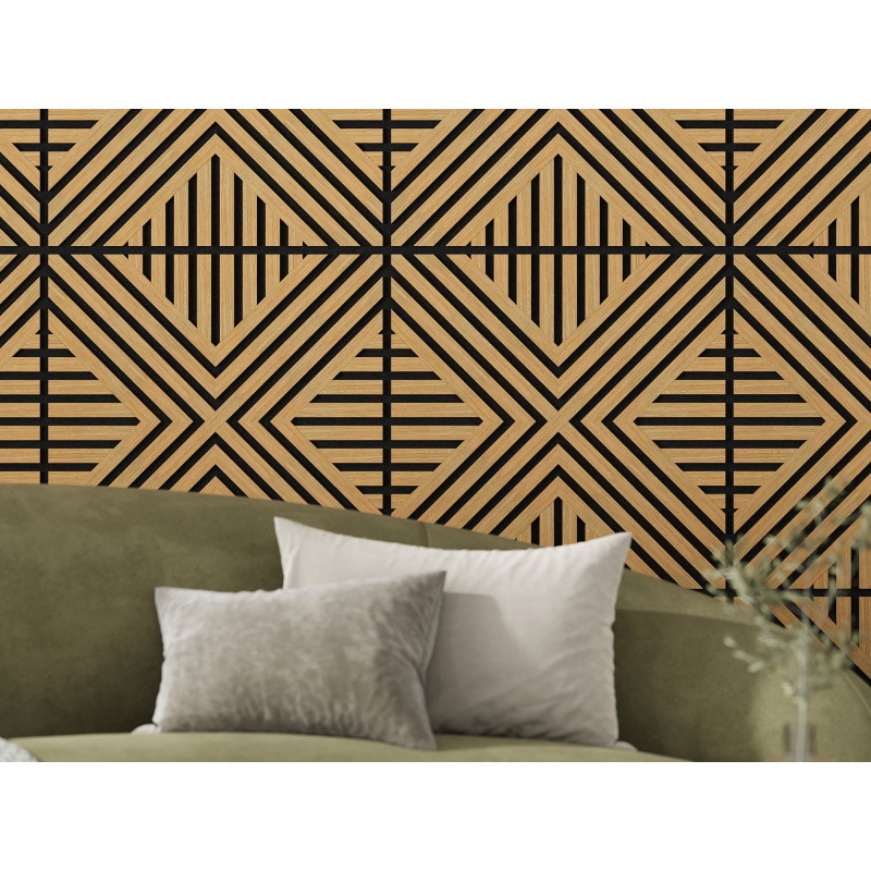 Mexen Linea 06 akustický nástěnný panel 60 x 60 cm (4 ks), plsť 9 mm, technická dýha, Dub Classic - S110-60607-06-041