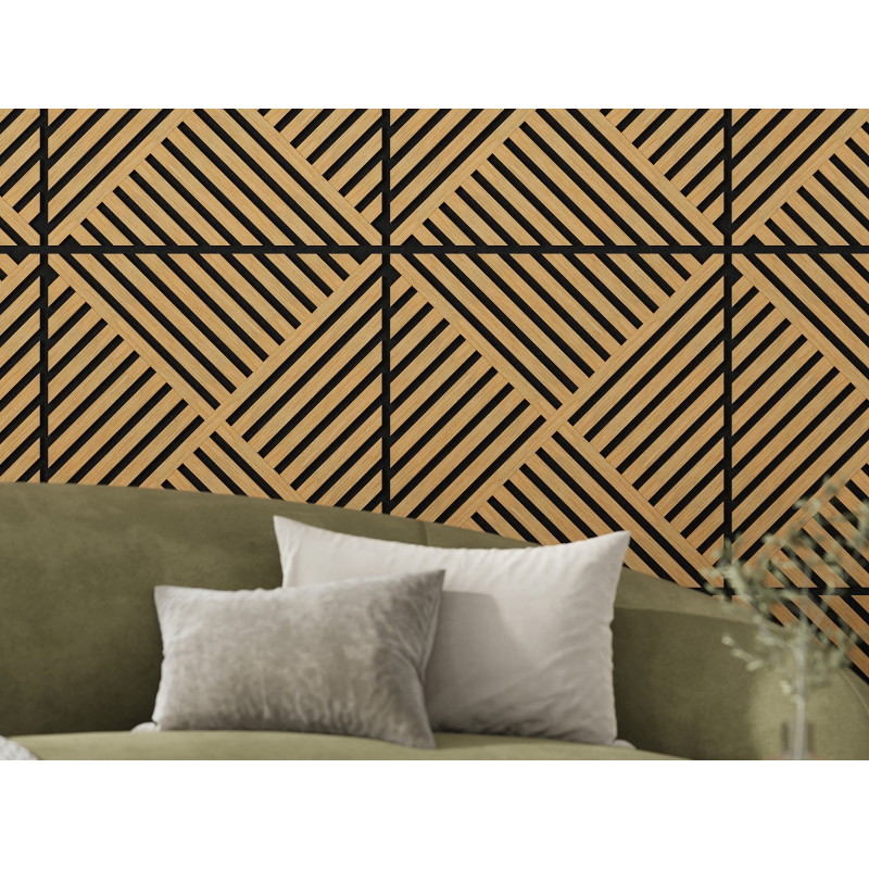 Mexen Linea 08 akustický nástěnný panel 60 x 60 cm (4ks), plsť 9 mm, technická dýha, Dub Classic - S110-60607-08-041