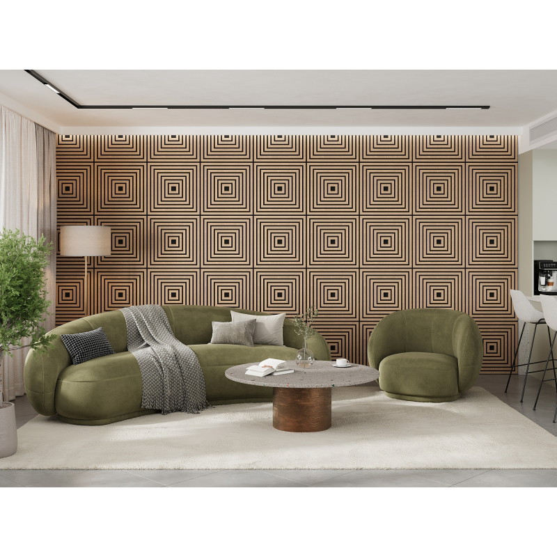 Mexen Linea 13 akustický nástěnný panel 60 x 60 cm (4 ks), plsť 9 mm, technická dýha, Bělený Dub - S110-60607-13-040