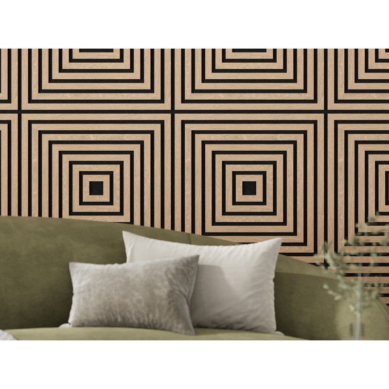 Mexen Linea 13 akustický nástěnný panel 60 x 60 cm (4 ks), plsť 9 mm, technická dýha, Bělený Dub - S110-60607-13-040