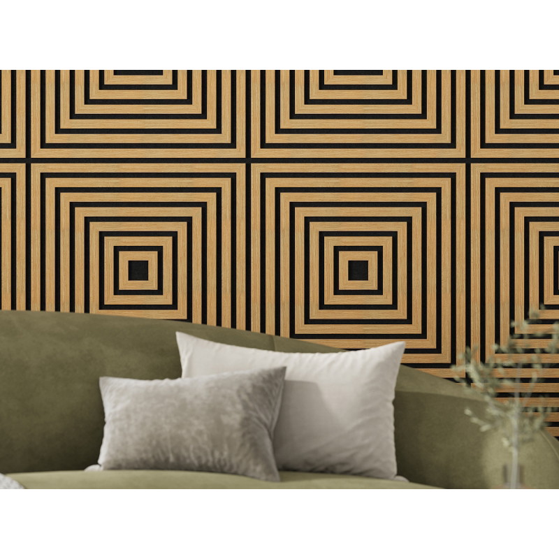 Mexen Linea 13 akustický stěnový panel 60 x 60 cm (4 ks), plsť 9 mm, technická dýha, Dub Classic - S110-60607-13-041
