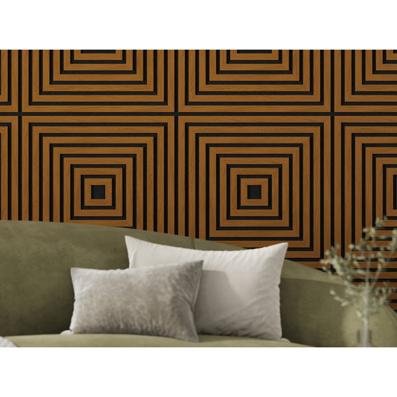 Mexen Linea 13 akustický nástěnný panel 60 x 60 cm (4 ks), plsť 9 mm, technická dýha, Přírodní Dub - S110-60607-13-042