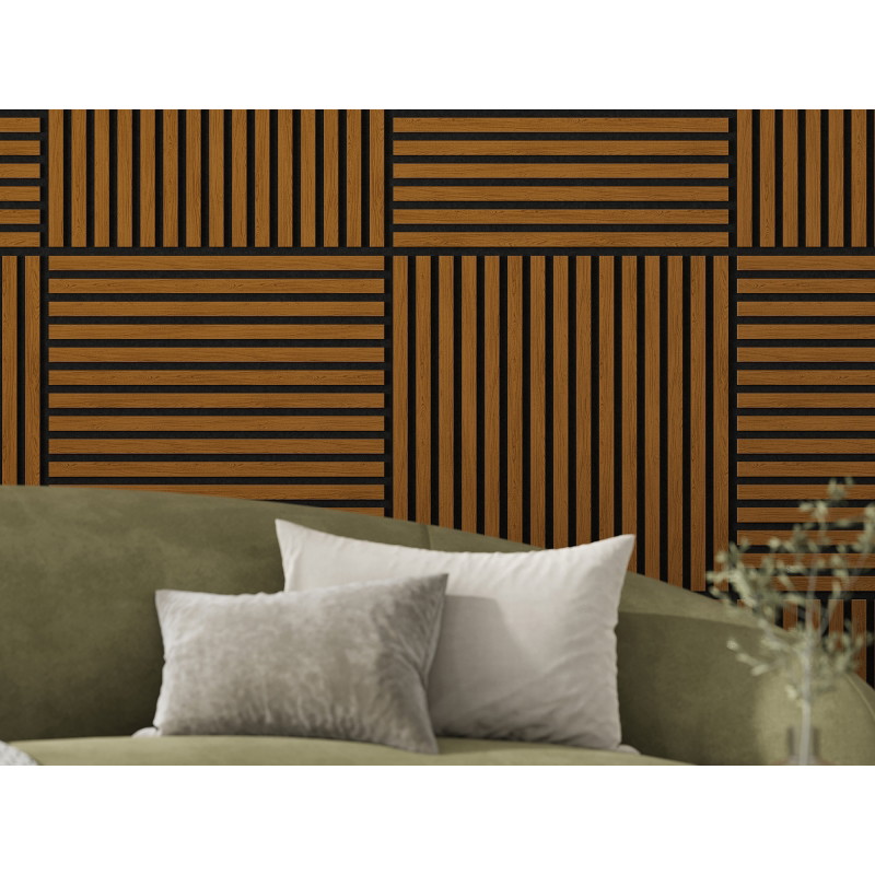 Mexen Linea 15 akustický nástěnný panel 60 x 60 cm (4ks), plsť 9 mm, technická dýha, přírodní dub - S110-60607-15-042