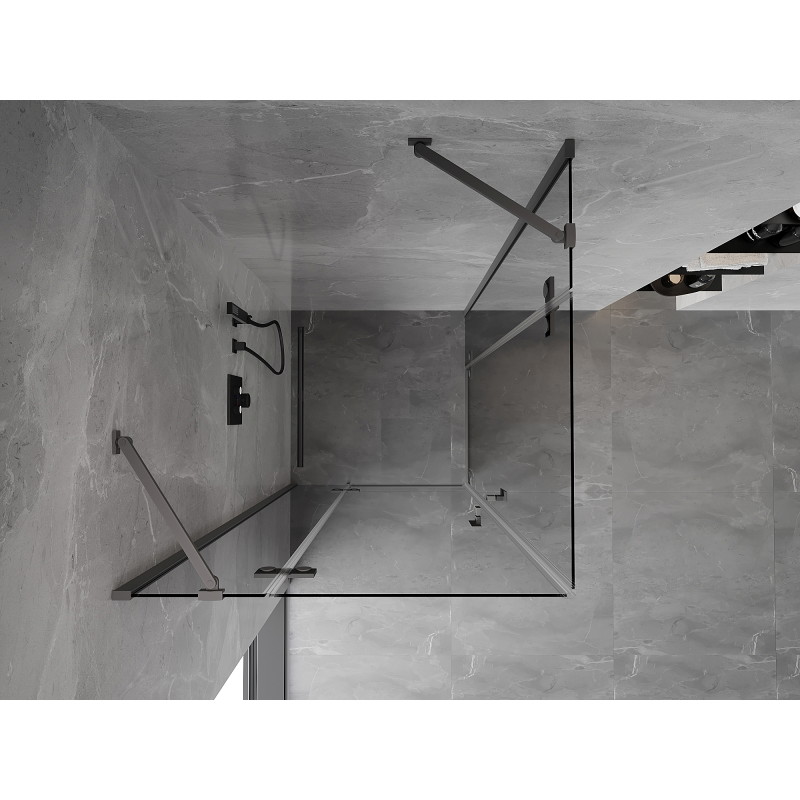 Mexen Mist-H Duo sprchová kabina otevírací 95 x 95 cm, průhledná, gun metal - 8A5-095L-095P-95-00