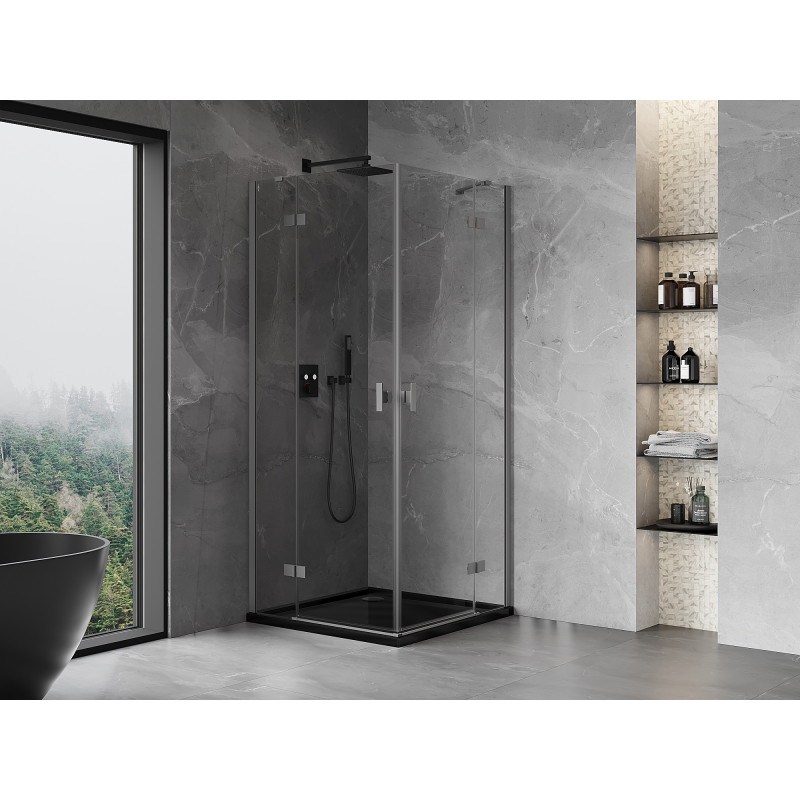 Mexen Mist-H Duo sprchový kout s otočnými dveřmi 110 x 110 cm, průhledný, gun metal - 8A5-110L-110P-95-00