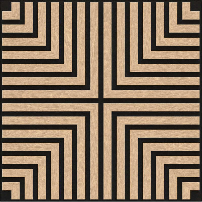 Mexen Linea 02 akustický nástěnný panel 60 x 60 cm (4ks), plsť 9 mm, technická dýha, Bělený Dub - S110-60607-02-040