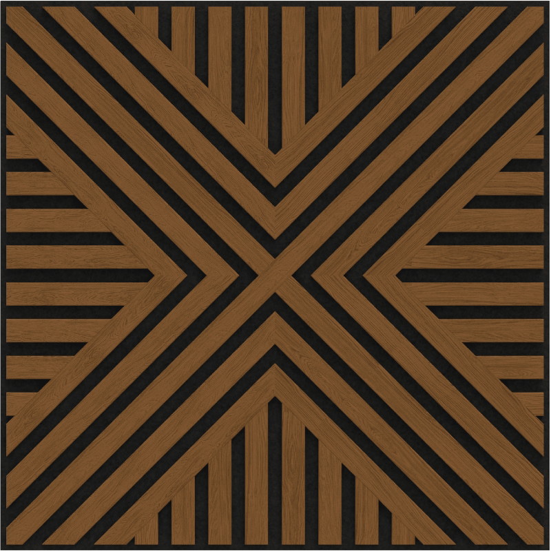 Mexen Linea 06 akustický nástěnný panel 60 x 60 cm (4ks), plsť 9 mm, technická dýha, Přírodní Dub - S110-60607-06-042