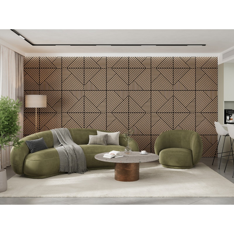 Mexen Linea 25 akustický nástěnný panel 60 x 60 cm (4 ks), plsť 9 mm, technická dýha, bělený dub - S110-60607-25-040