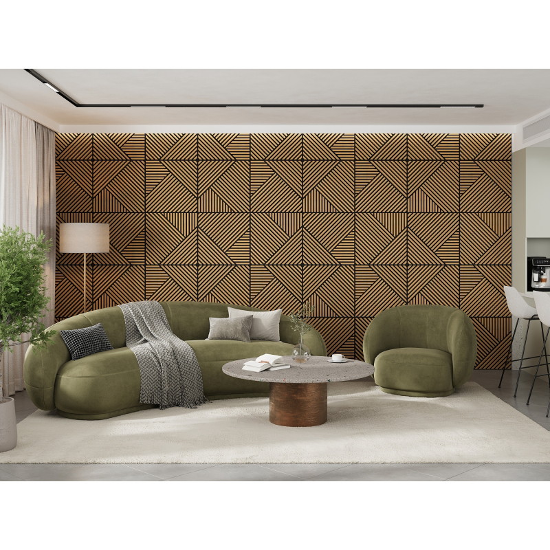 Mexen Linea 25 akustický nástěnný panel 60 x 60 cm (4 ks), plsť 9 mm, technická dýha, Dub Classic - S110-60607-25-041