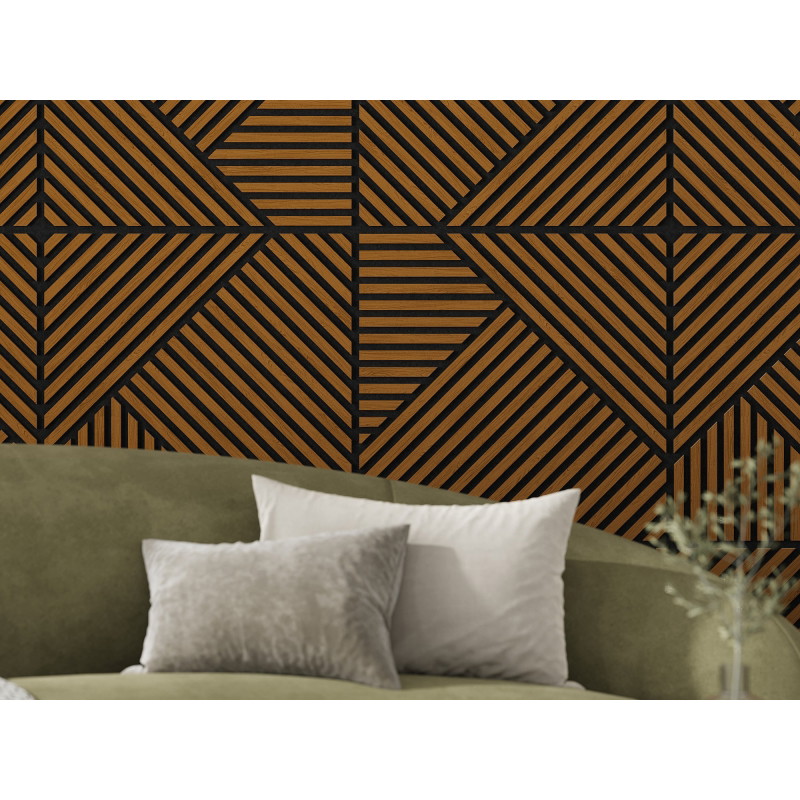 Mexen Linea 25 akustický nástěnný panel 60 x 60 cm (4ks), plsť 9 mm, technická dýha, Přírodní Dub - S110-60607-25-042