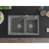 Mexen Tomas granitový dřez 2-komorový s kuchyňskou baterií Rita, šedý - 6516-71-670300-71