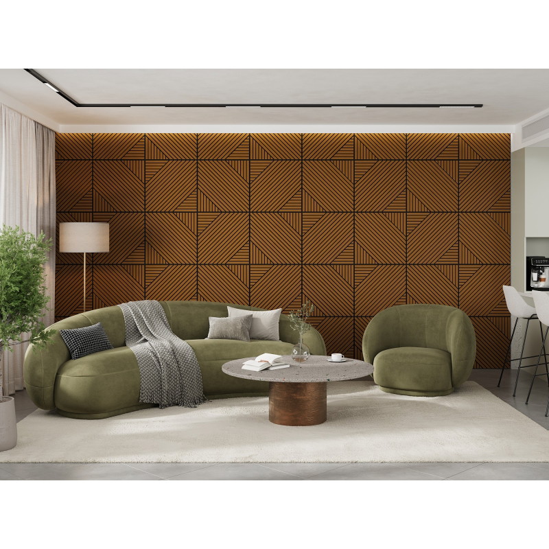 Mexen Linea 26 akustický nástěnný panel 60 x 60 cm (4 ks), plsť 9 mm, technická dýha, Dub Natural - S110-60607-26-042