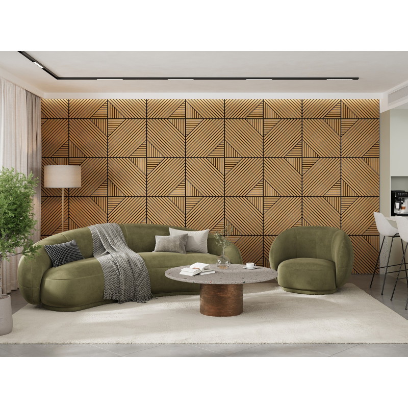 Mexen Linea 26 akustický nástěnný panel 60 x 60 cm (4 ks), plst 9 mm, technická dýha, Dub Classic - S110-60607-26-041