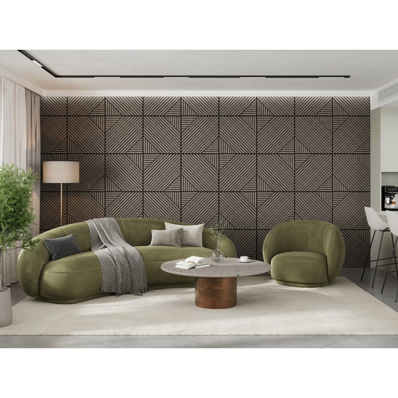 Mexen Linea 26 akustický nástěnný panel 60 x 60 cm (4ks), plsť 9 mm, technická dýha, Šedý Dub - S110-60607-26-043
