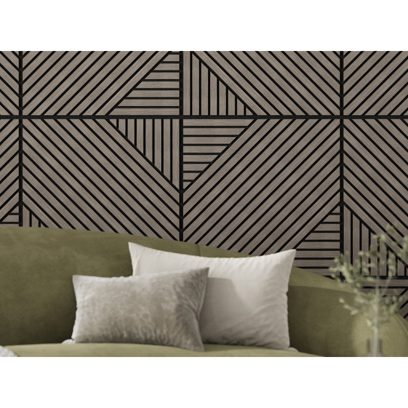 Mexen Linea 26 akustický nástěnný panel 60 x 60 cm (4ks), plsť 9 mm, technická dýha, Šedý Dub - S110-60607-26-043