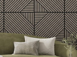 Mexen Linea 26 akustický nástěnný panel 60 x 60 cm (4ks), plsť 9 mm, technická dýha, Šedý Dub - S110-60607-26-043