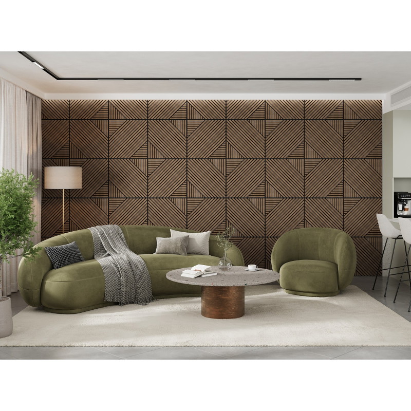 Mexen Linea 26 akustický nástěnný panel 60 x 60 cm (4ks), plsť 9 mm, technická dýha, Tmavý ořech - S110-60607-26-044