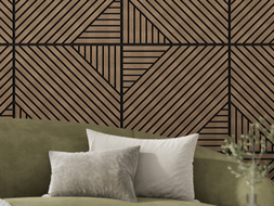 Mexen Linea 26 akustický nástěnný panel 60 x 60 cm (4ks), plsť 9 mm, technická dýha, Tmavý ořech - S110-60607-26-044
