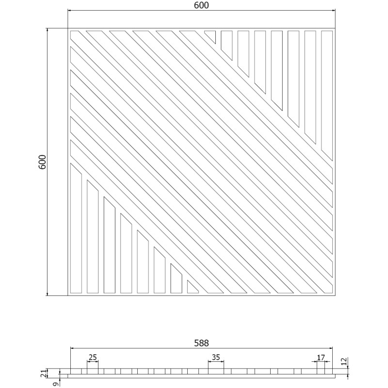 Mexen Linea 26 akustický stěnový panel 60 x 60 cm (4ks), plsť 9 mm, technická dýha, Dub Mocca - S110-60607-26-045