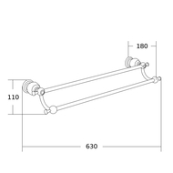 Mexen Estela dvojitý držák na ručník, černý - 7011525-70