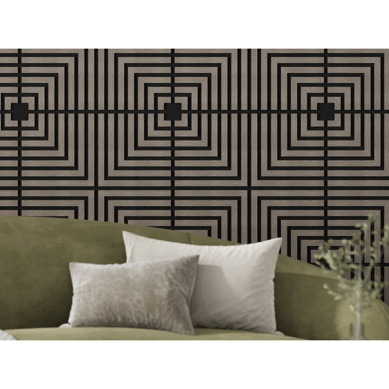 Mexen Linea 02 akustický nástěnný panel 60 x 60 cm (4 ks), plsť 9 mm, technická dýha, Šedý Dub - S110-60607-02-043