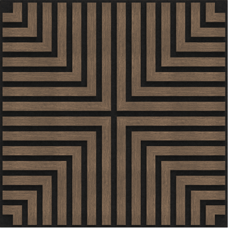 Mexen Linea 02 akustický nástěnný panel 60 x 60 cm (4 ks), plsť 9 mm, technická dýha, Tmavý Ořech - S110-60607-02-044