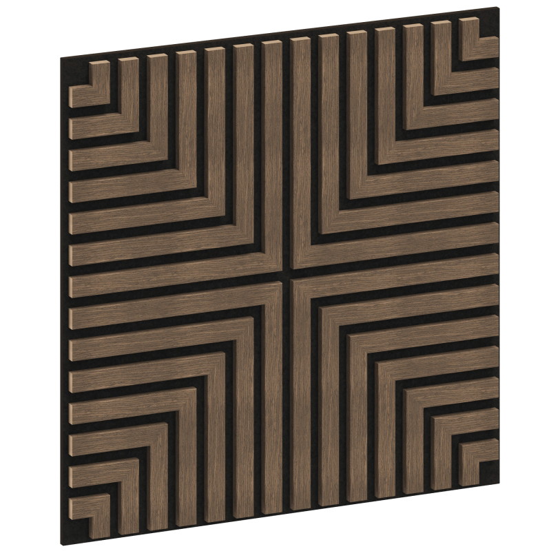 Mexen Linea 02 akustický nástěnný panel 60 x 60 cm (4 ks), plsť 9 mm, technická dýha, Tmavý Ořech - S110-60607-02-044