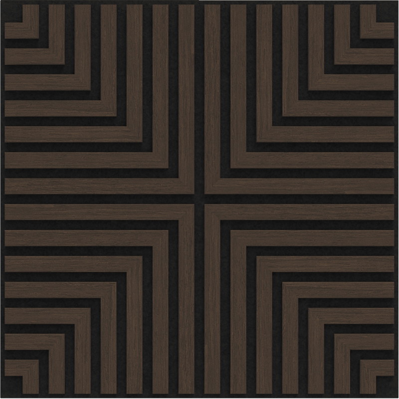 Mexen Linea 02 akustický nástěnný panel 60 x 60 cm (4ks), plsť 9 mm, technická dýha, Mocca dub - S110-60607-02-045