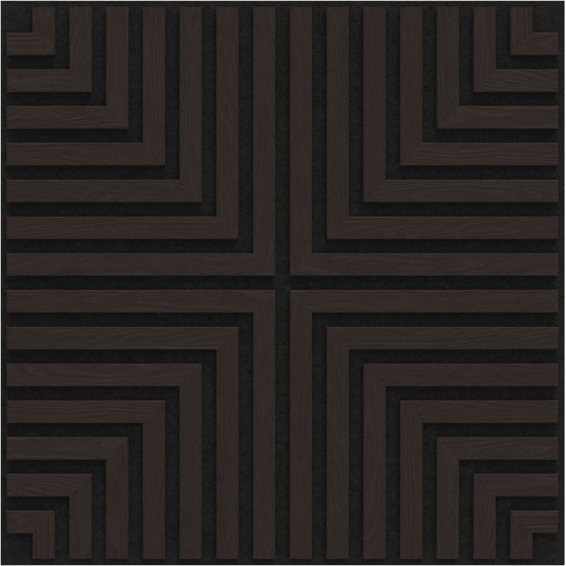 Mexen Linea 02 akustický stěnový panel 60 x 60 cm (4ks), plsť 9 mm, technická dýha, Černý Dub - S110-60607-02-046