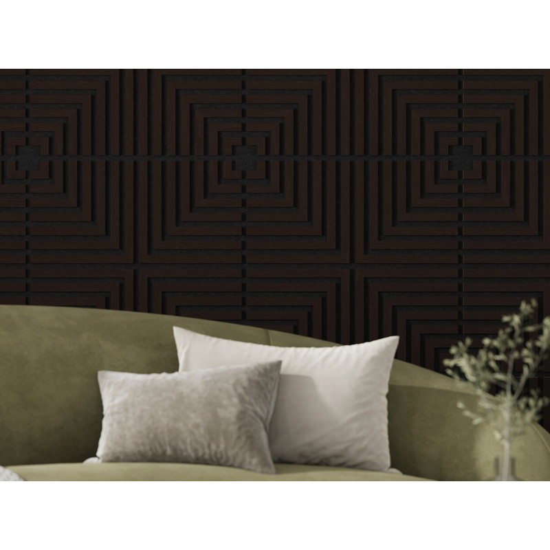 Mexen Linea 02 akustický stěnový panel 60 x 60 cm (4ks), plsť 9 mm, technická dýha, Černý Dub - S110-60607-02-046