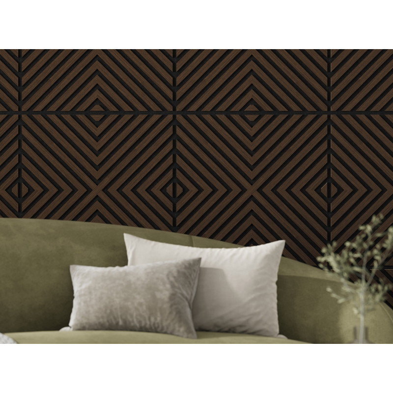 Mexen Linea 01 akustický nástěnný panel 60 x 60 cm (4ks), filc 9 mm, technická dýha, Dub Mocca - S110-60607-01-045