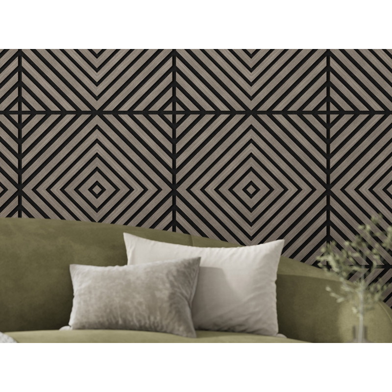 Mexen Linea 03 akustický nástěnný panel 60 x 60 cm (4 ks), plsť 9 mm, technická dýha, Šedý dub - S110-60607-03-043