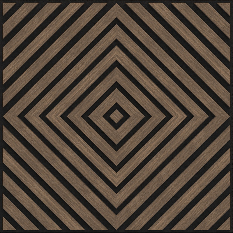 Mexen Linea 03 akustický stěnový panel 60 x 60 cm (4 ks), plsť 9 mm, technická dýha, Tmavý Ořech - S110-60607-03-044