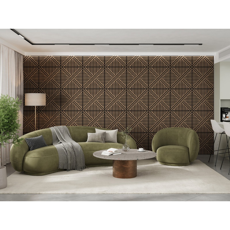 Mexen Linea 05 akustický nástěnný panel 60 x 60 cm (4ks), filc 9 mm, technická dýha, Tmavý ořech - S110-60607-05-044