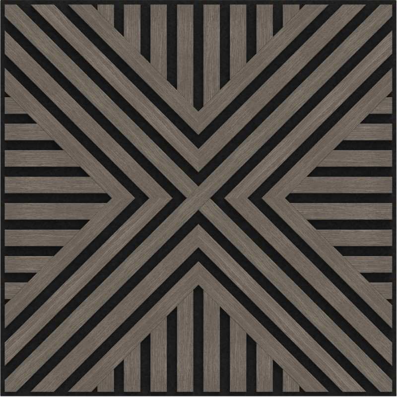 Mexen Linea 06 akustický nástěnný panel 60 x 60 cm (4ks), plsť 9 mm, technická dýha, Šedý Dub - S110-60607-06-043