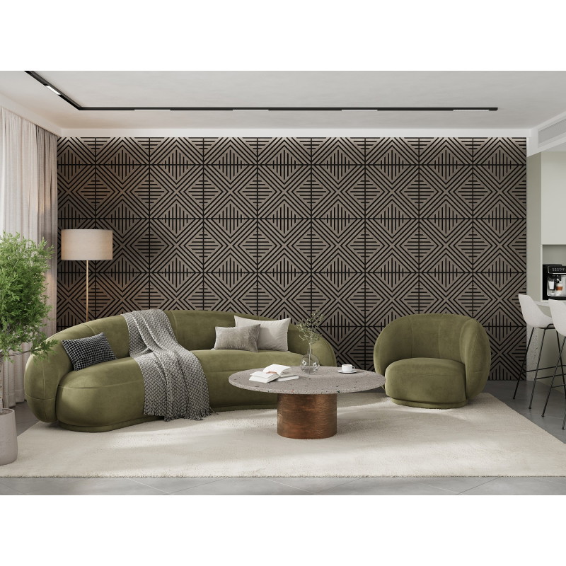 Mexen Linea 06 akustický nástěnný panel 60 x 60 cm (4ks), plsť 9 mm, technická dýha, Šedý Dub - S110-60607-06-043