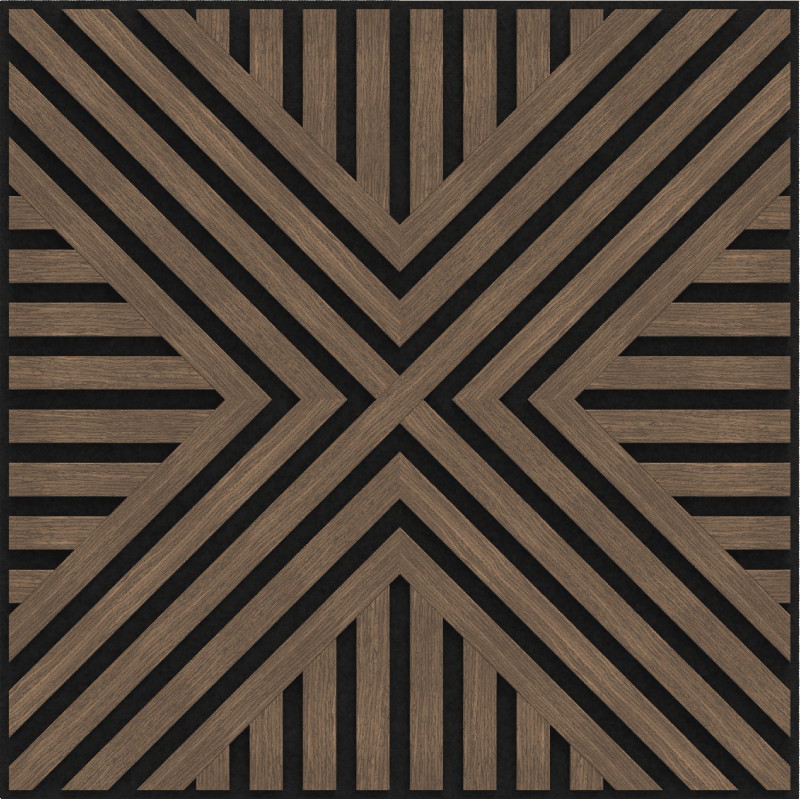 Mexen Linea 06 akustický nástěnný panel 60 x 60 cm (4 ks), plsť 9 mm, technická dýha, Tmavý ořech - S110-60607-06-044