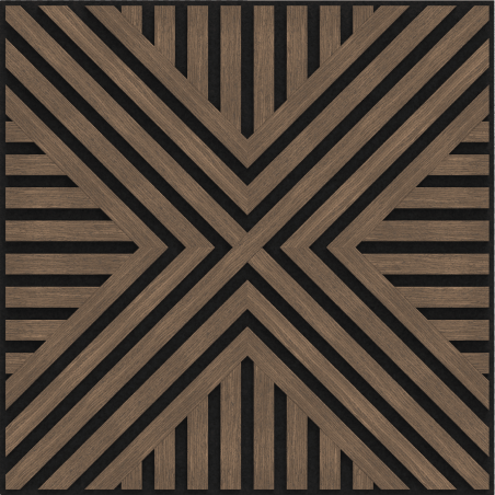 Mexen Linea 06 akustický nástěnný panel 60 x 60 cm (4 ks), plsť 9 mm, technická dýha, Tmavý ořech - S110-60607-06-044