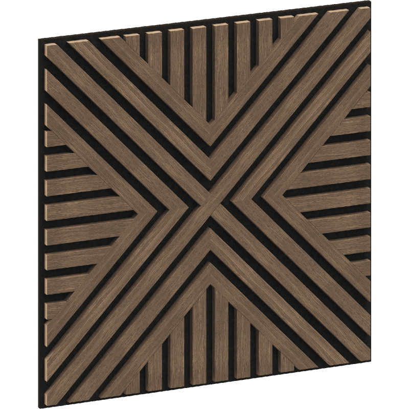 Mexen Linea 06 akustický nástěnný panel 60 x 60 cm (4 ks), plsť 9 mm, technická dýha, Tmavý ořech - S110-60607-06-044