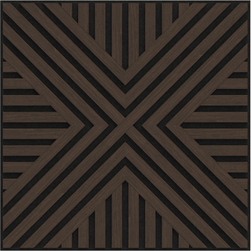 Mexen Linea 06 akustický nástěnný panel 60 x 60 cm (4ks), plsť 9 mm, technická dýha, Mocca dub - S110-60607-06-045