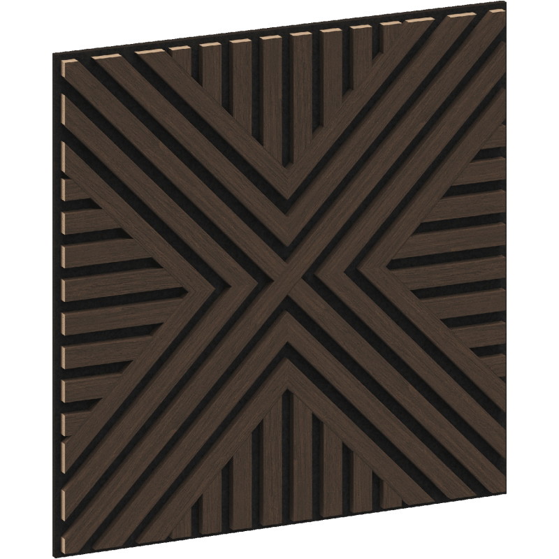 Mexen Linea 06 akustický nástěnný panel 60 x 60 cm (4ks), plsť 9 mm, technická dýha, Mocca dub - S110-60607-06-045