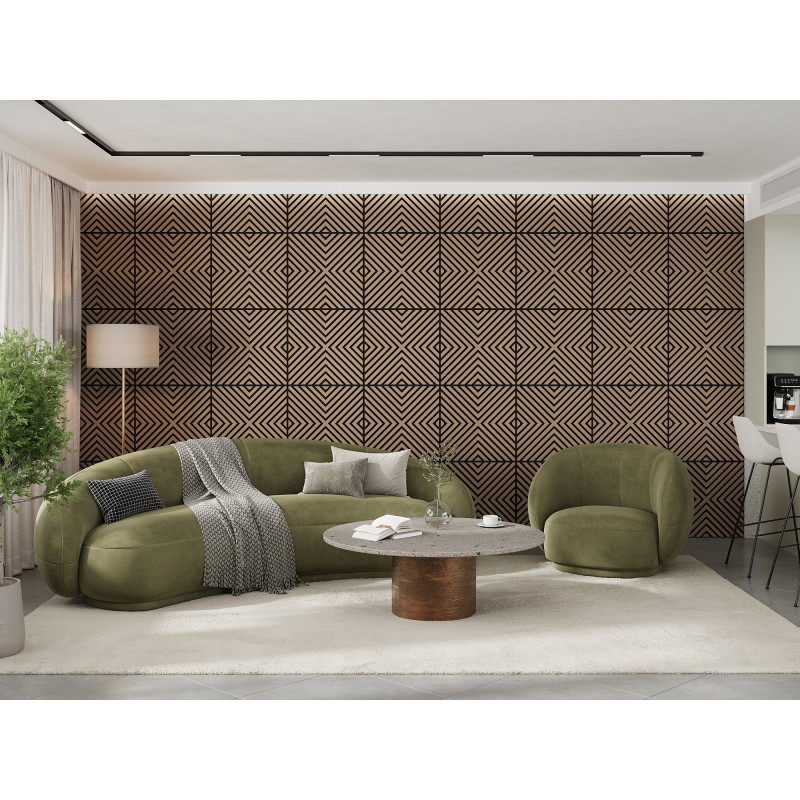 Mexen Linea 01 akustický nástěnný panel 60 x 60 cm (4ks), plsť 9 mm, technická dýha, Světlý Ořech - S110-60607-01-047