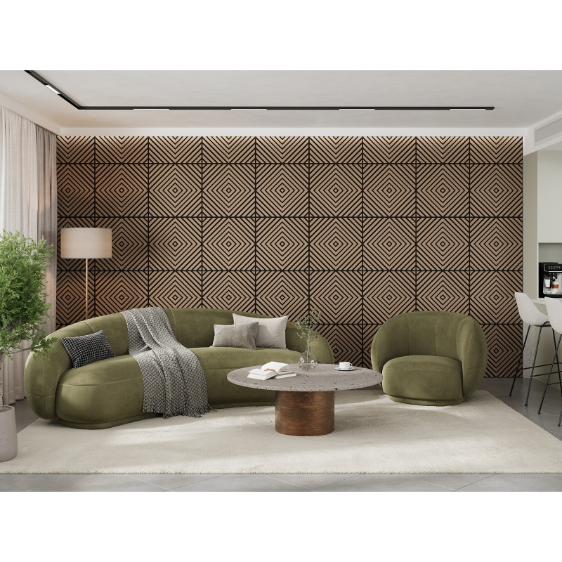 Mexen Linea 03 akustický nástěnný panel 60 x 60 cm (4 ks), plst 9 mm, technická dýha, Světlý Ořech - S110-60607-03-047
