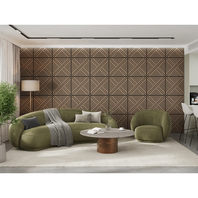Mexen Linea 05 akustický nástěnný panel 60 x 60 cm (4ks), plsť 9 mm, technická dýha, světlý ořech - S110-60607-05-047
