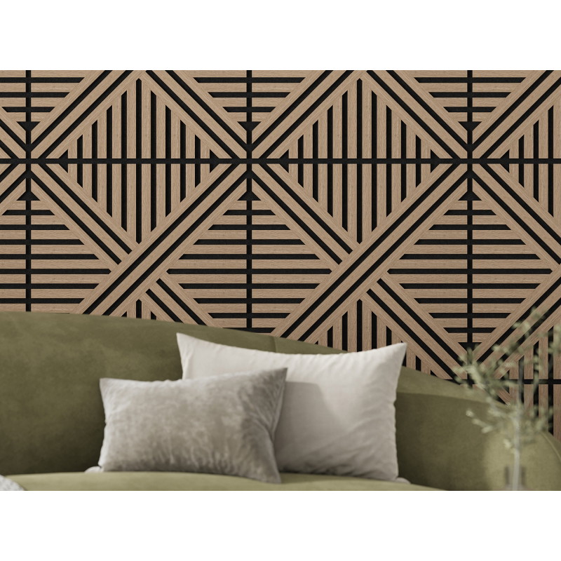 Mexen Linea 05 akustický nástěnný panel 60 x 60 cm (4ks), plsť 9 mm, technická dýha, světlý ořech - S110-60607-05-047