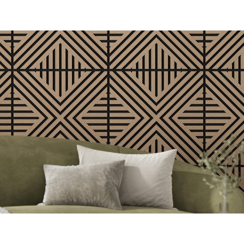 Mexen Linea 06 akustický nástěnný panel 60 x 60 cm (4ks), plsť 9 mm, technická dýha, Světlý ořech - S110-60607-06-047